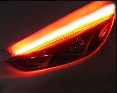 Flexible silicone LED strip light for car daytime running lights and animated turn signals.