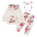 White newborn baby girl cotton hooded all-in-one suit with long sleeves and trouser legs