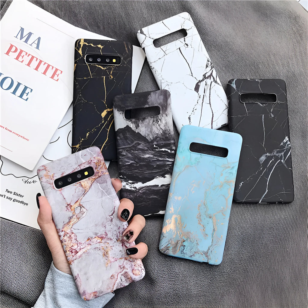 Samsung Galaxy marble phone case with realistic stone pattern on PC back cover