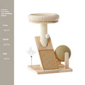 Jute coloured cat climbing frame with sisal scratching posts and compact design
