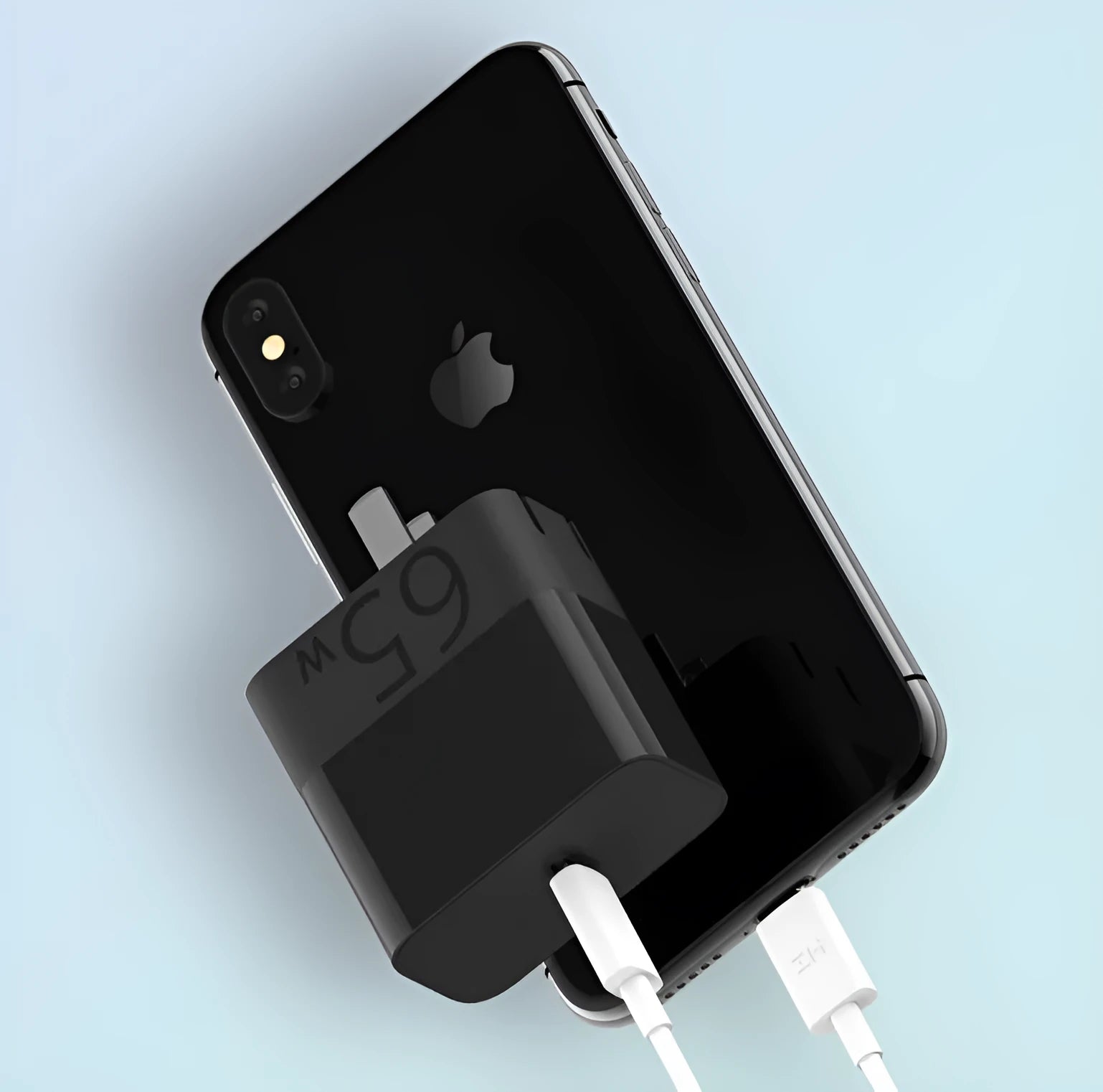 Black ZMI USB-C 65W compact power adapter for laptop charging