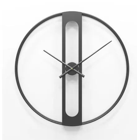Round metal wall clock in black and gold finish options, 50cm diameter analogue face