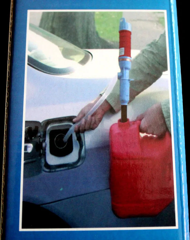 Manual hand pump siphon for fuel transfer with blue or red colour options