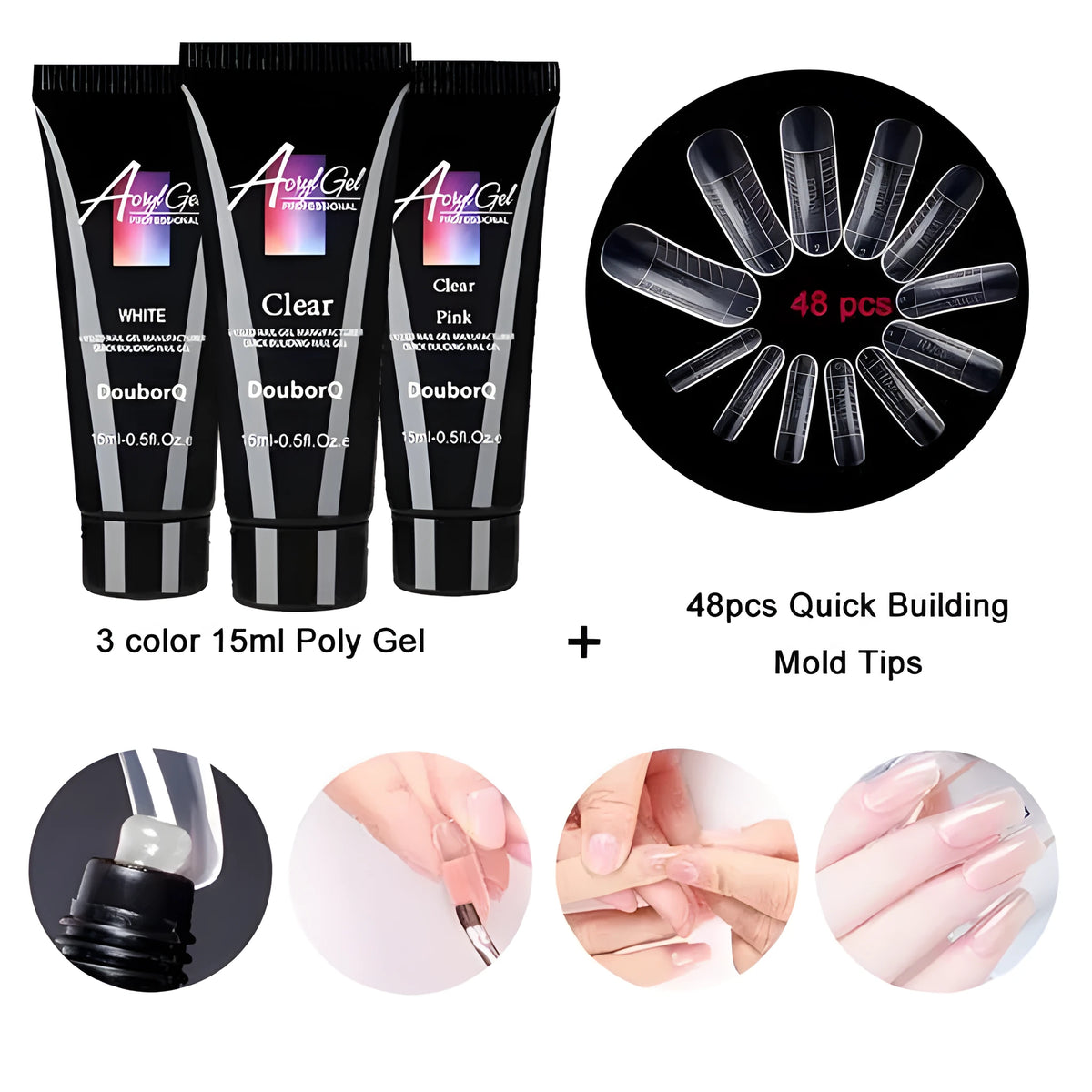 Major Dijit UV nail polygel set three 15ml pots and 48 mold tips