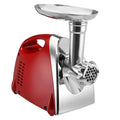 Electric multifunctional meat grinder in red with food grade aluminium alloy body and 800W motor