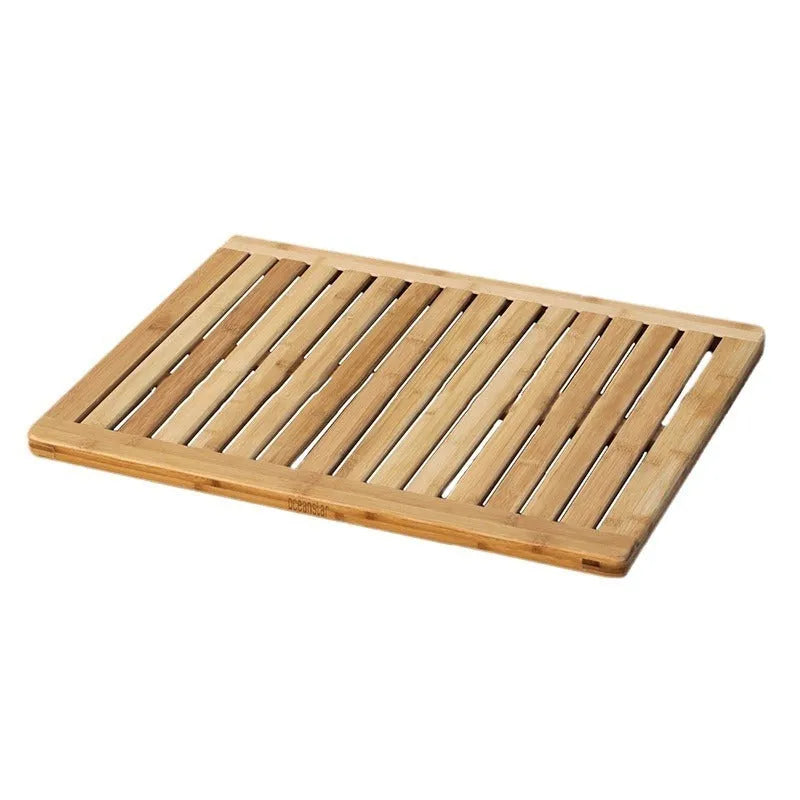 Bamboo home bathroom height increasing foot pad pedal non-slip rectangular mat 54x36x4cm solid colour