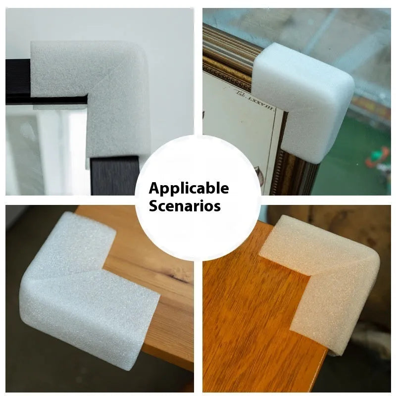 800-piece pack of white EPE pearl cotton foam U10 style furniture corner protectors with 10mm slot.