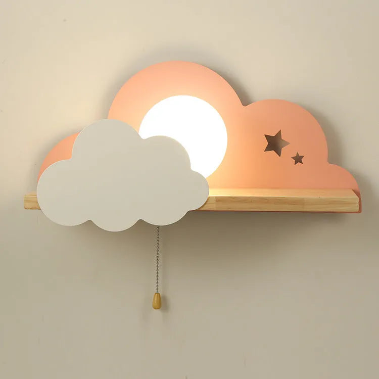 Glass cloud wall lamp in grey colour with E27 bulb holder for bedroom lighting