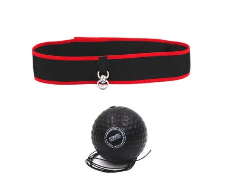 Boxing reaction ball attached to adjustable headband, PU material, multiple colour options, with cloth bag for storage