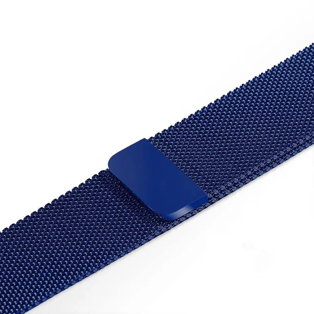 Stainless steel metal watch strap with adjustable links and push-button clasp for 38mm 42mm smartwatches.
