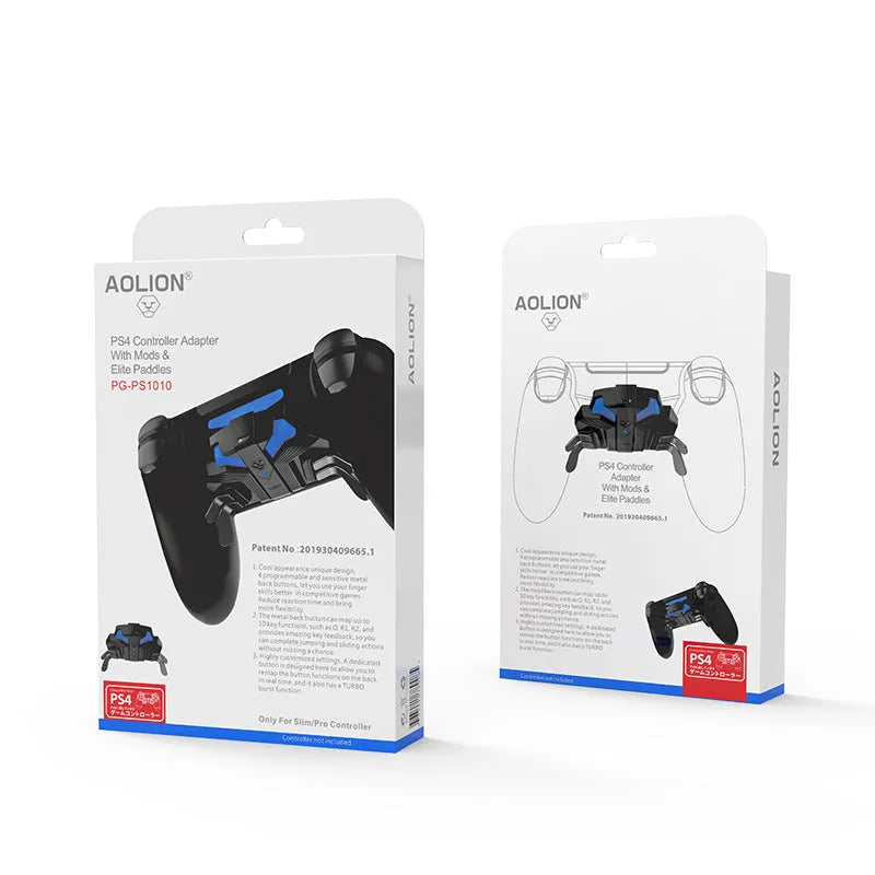 Black wired back button attachment for PS4 SLIM and PRO controllers with a long cable.