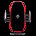 Car mobile phone holder with USB port in black, blue, gold, and red colour options.