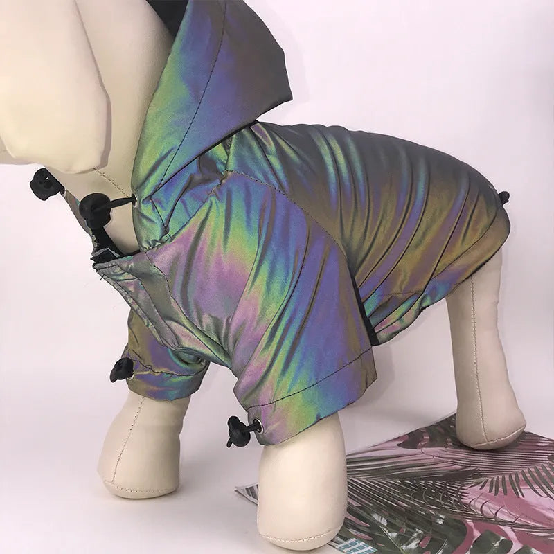 Black two-legged dog hoodie windbreaker with colour-changing effect, sizes XS to 5XL