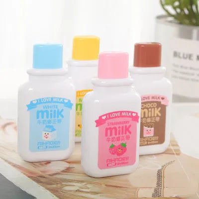 White creative correction tape dispenser shaped like a cute bottle with a curved ergonomic design