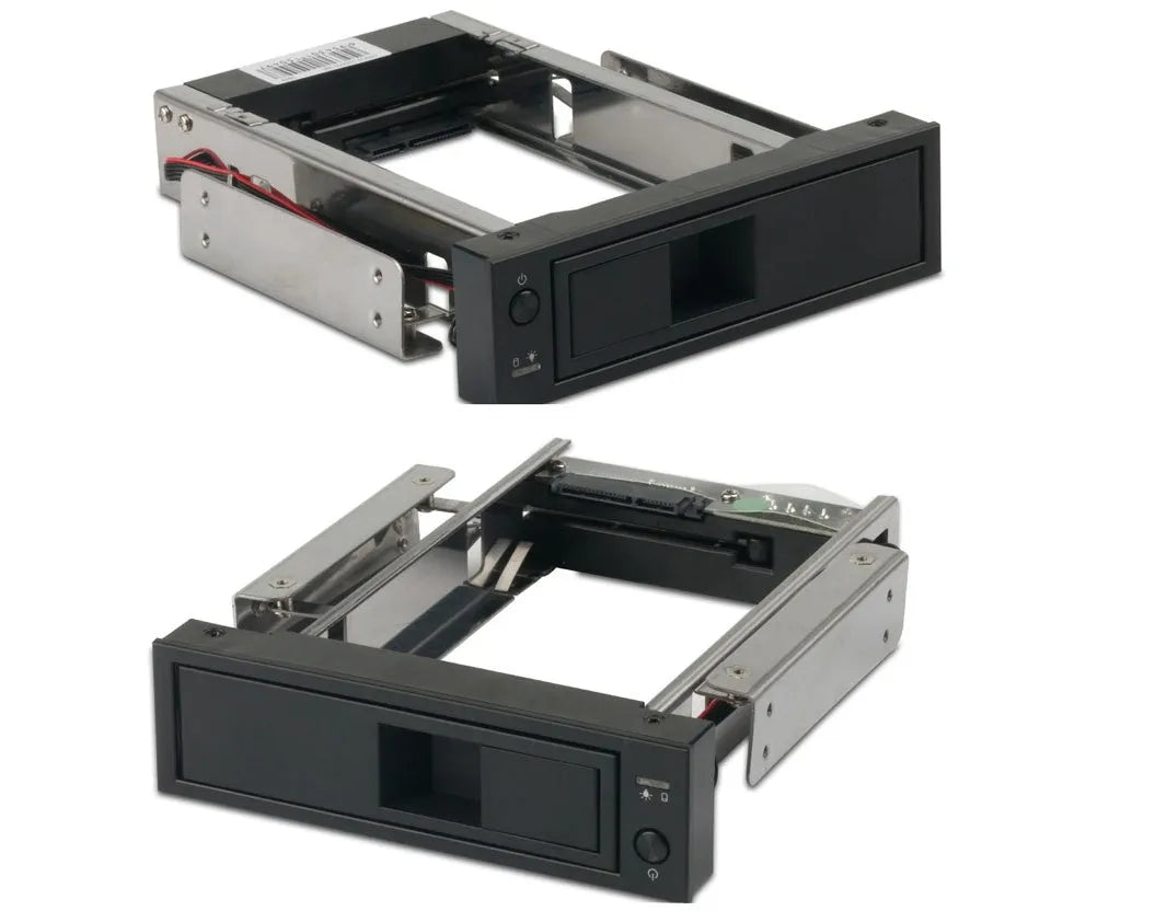 Black hard disk tray for desktop computer vertical chassis installation in CD-ROM bay