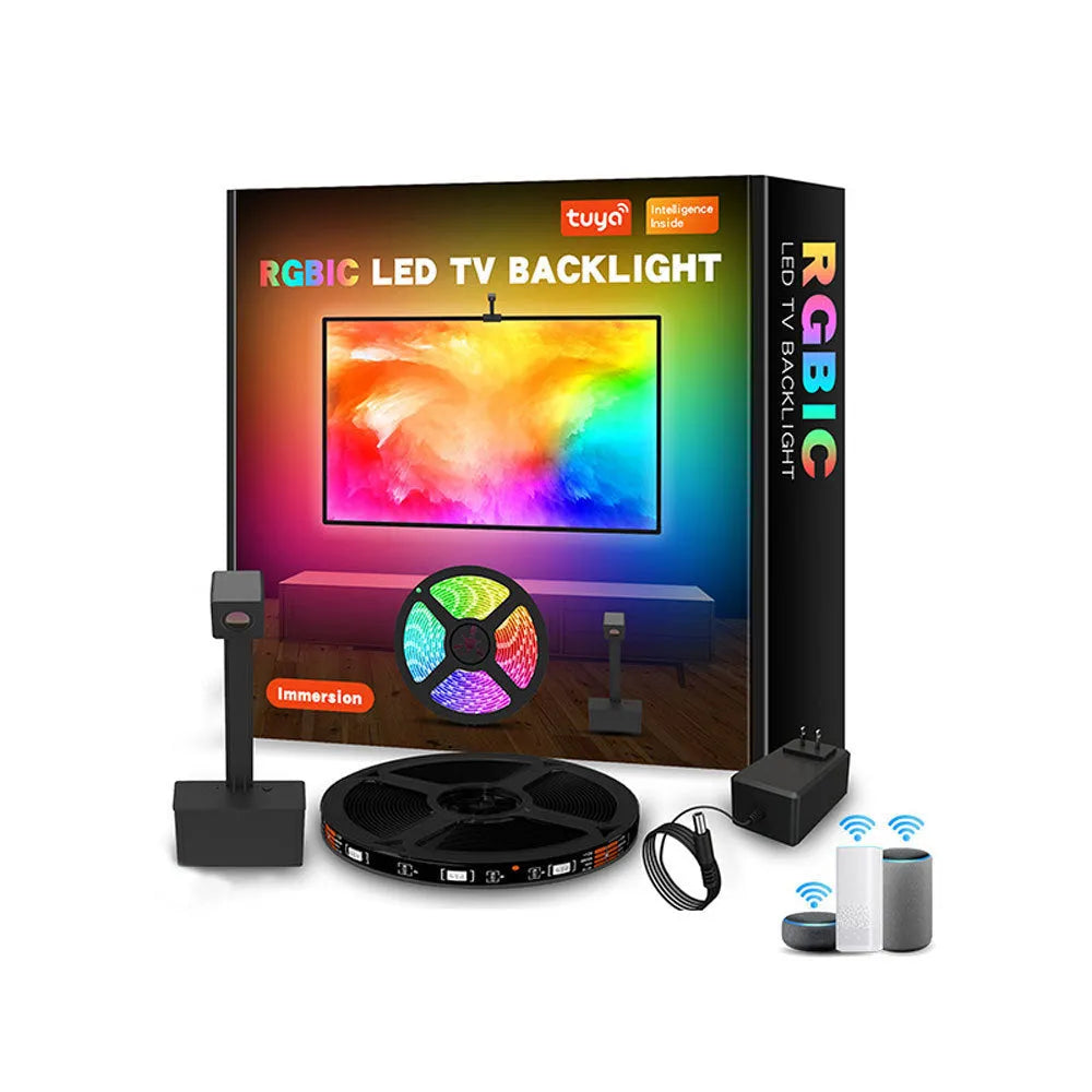 3.8 metre smart TV LED light strip with camera for screen synchronisation, black finish