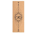 Natural cork yoga mat with asana guide line and TPE base, 183cm x 65cm x 6mm thickness