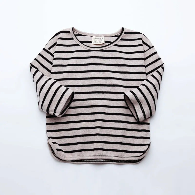 Striped cotton long sleeve t-shirt for baby girls in red colour