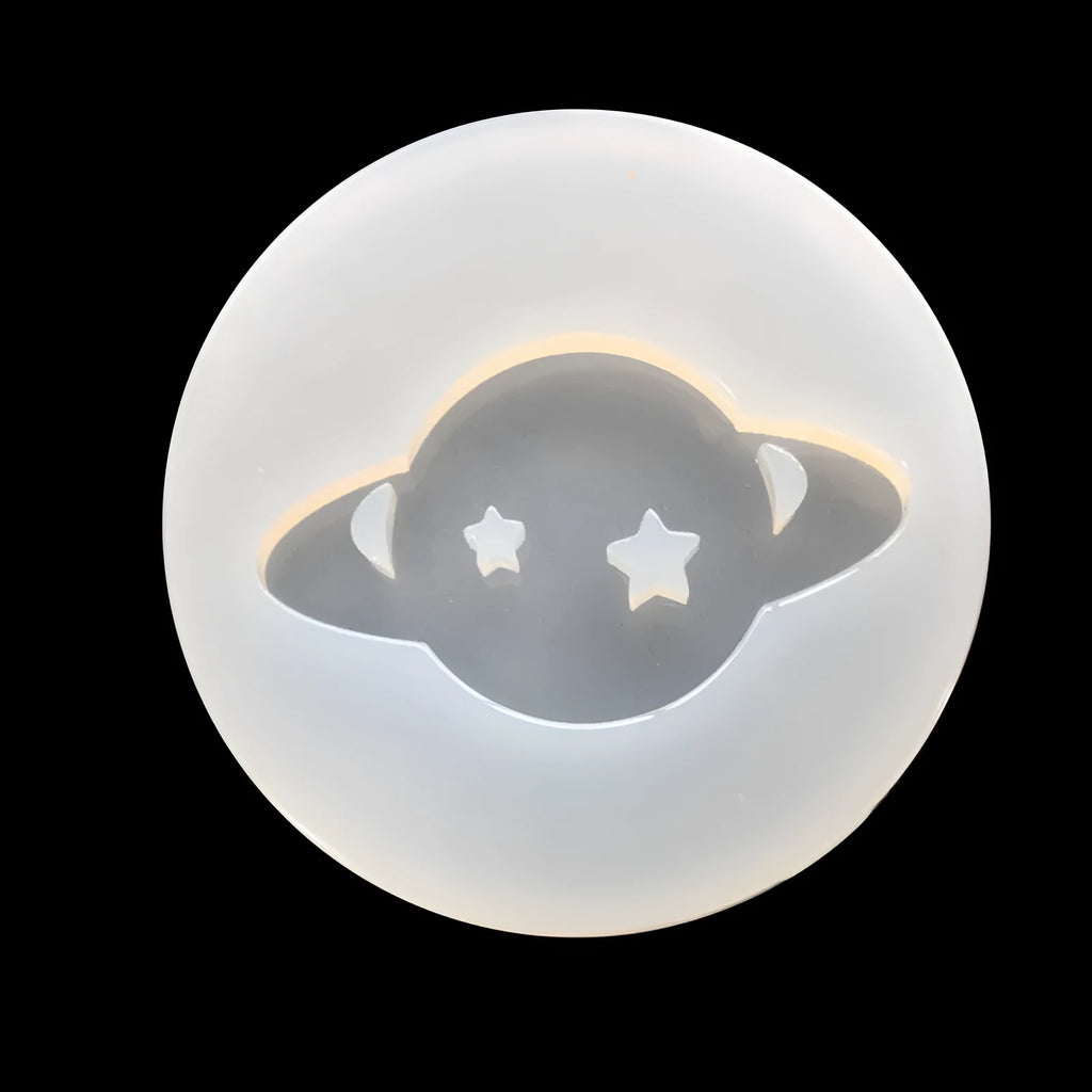 Silicone planet-shaped epoxy resin mould for crafting mirror-finish jewellery pendants
