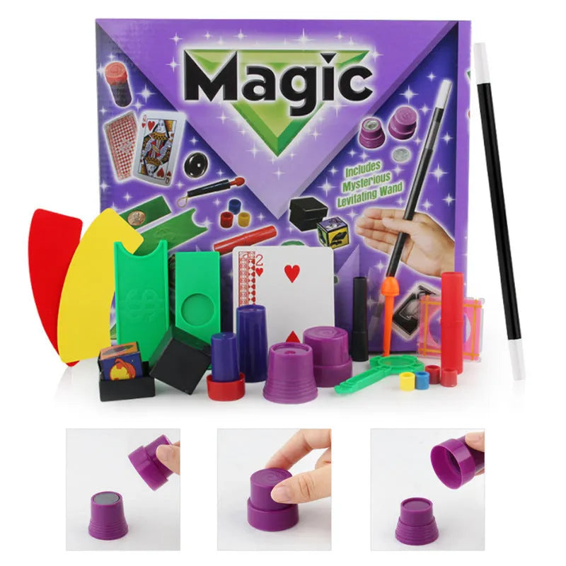 Plastic magic prop set toy for children aged 3-7 in purple or red colour options.