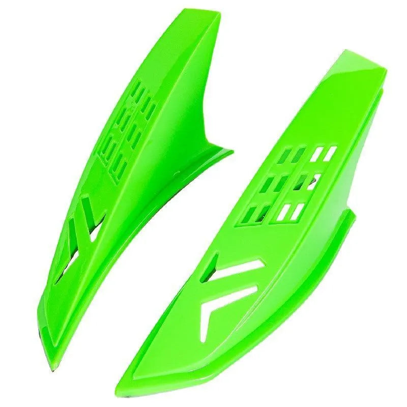 Pair of colourful decorative horns for customising a children's full-face motorcycle or ski helmet.
