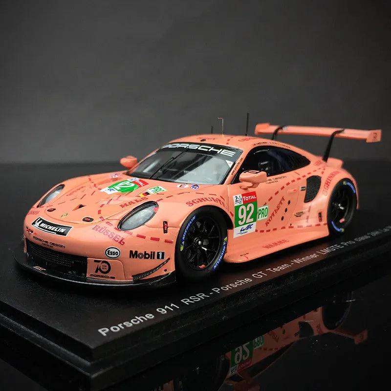 Pink resin Porsche supercar model part 1:64 scale with display box