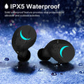 Black TWS Bluetooth wireless earbuds with 15m range and stereo sound