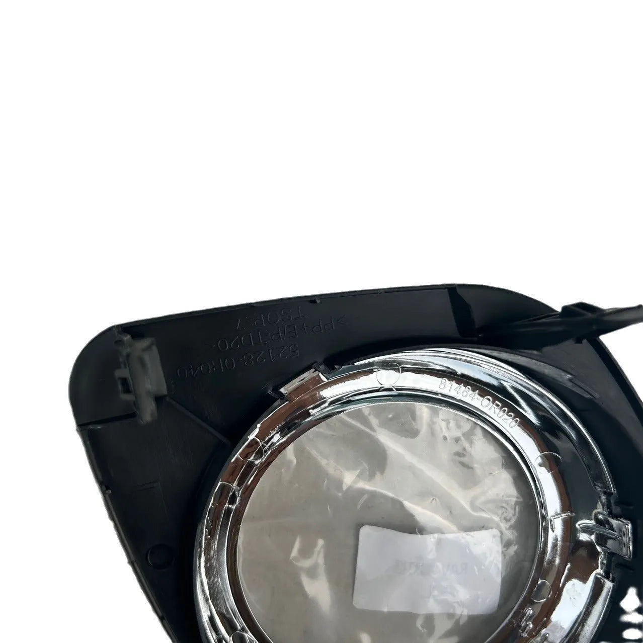 Black RAV4 front bumper fog light protection covers for driver and passenger sides