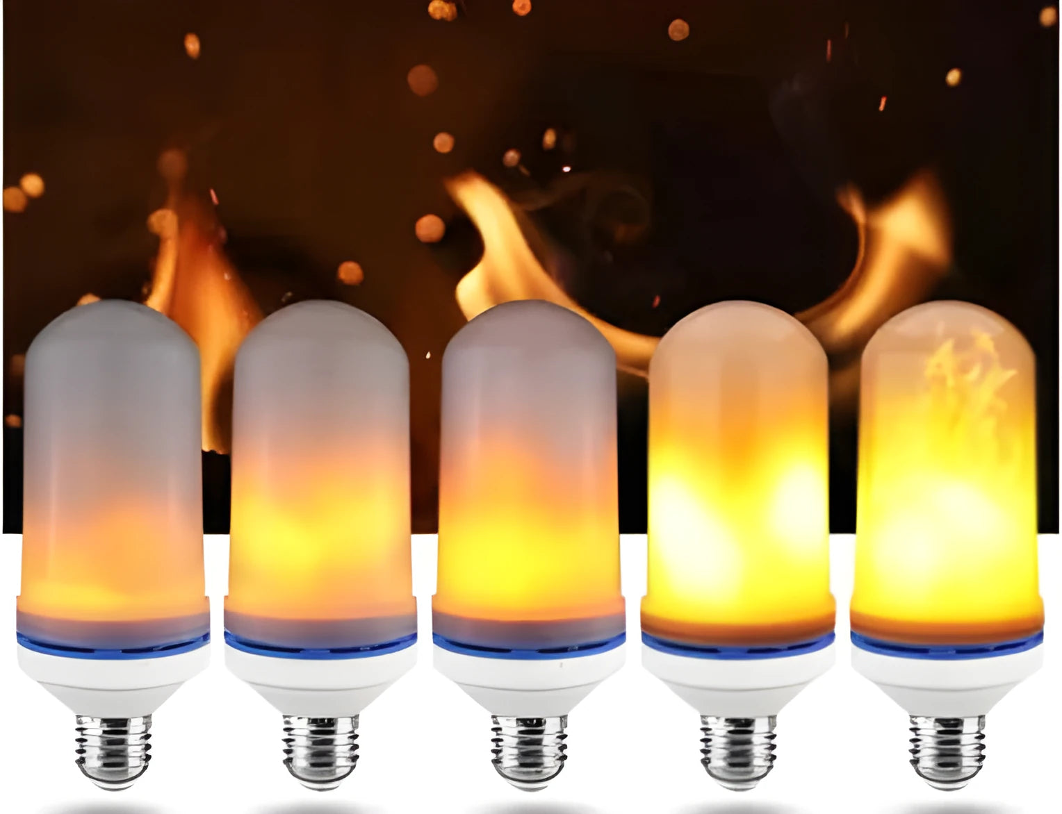 Simulation flame LED bulb with beating flame effect, three gear settings, E27 screw base, 7W, 1700K warm light, PC material construction.