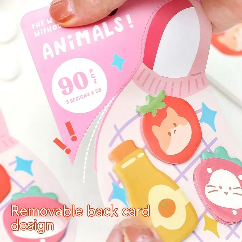 Small animal shaped sticky note pad with 90 pages, shown in one of six colour theme options.