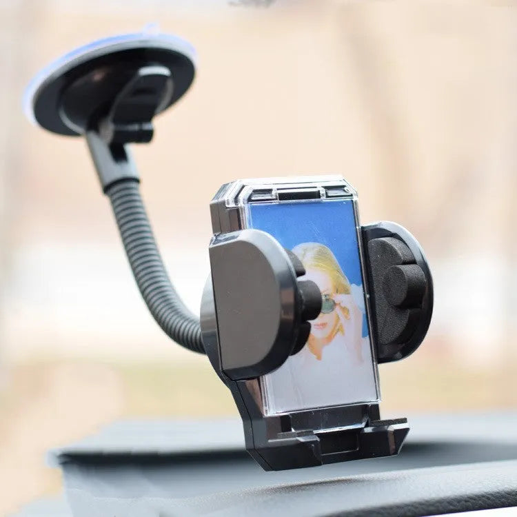 Black plastic car phone holder with suction cup bracket mount