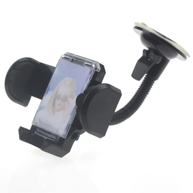 Black plastic car phone holder with suction cup bracket mount