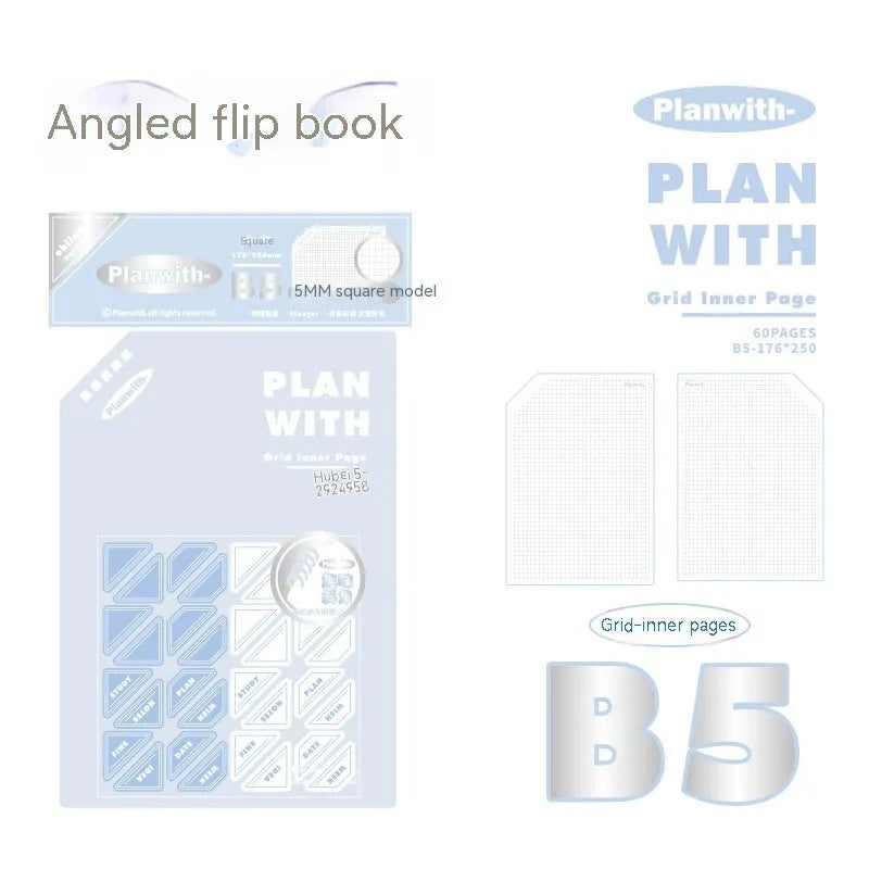 Oblique angle student draft notebook with plaid cover from Artsy Ins Style Salt Series