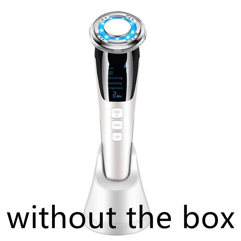 Cold and hot color photoelectron facial massager with negative ion and ultrasonic functions in pink and white colours