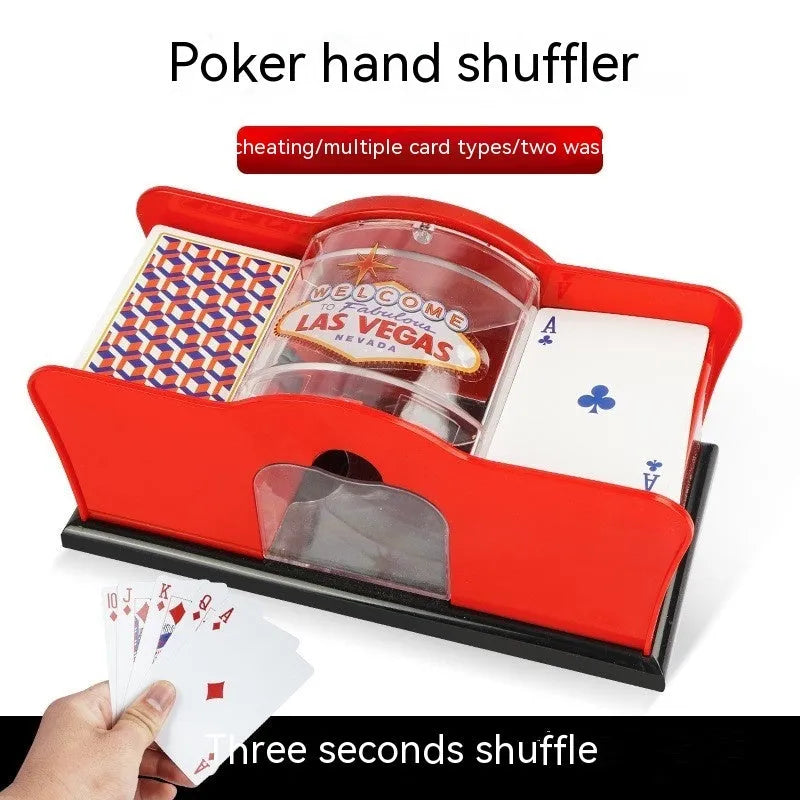 Manual card shuffler machine with hand crank for poker and casino games