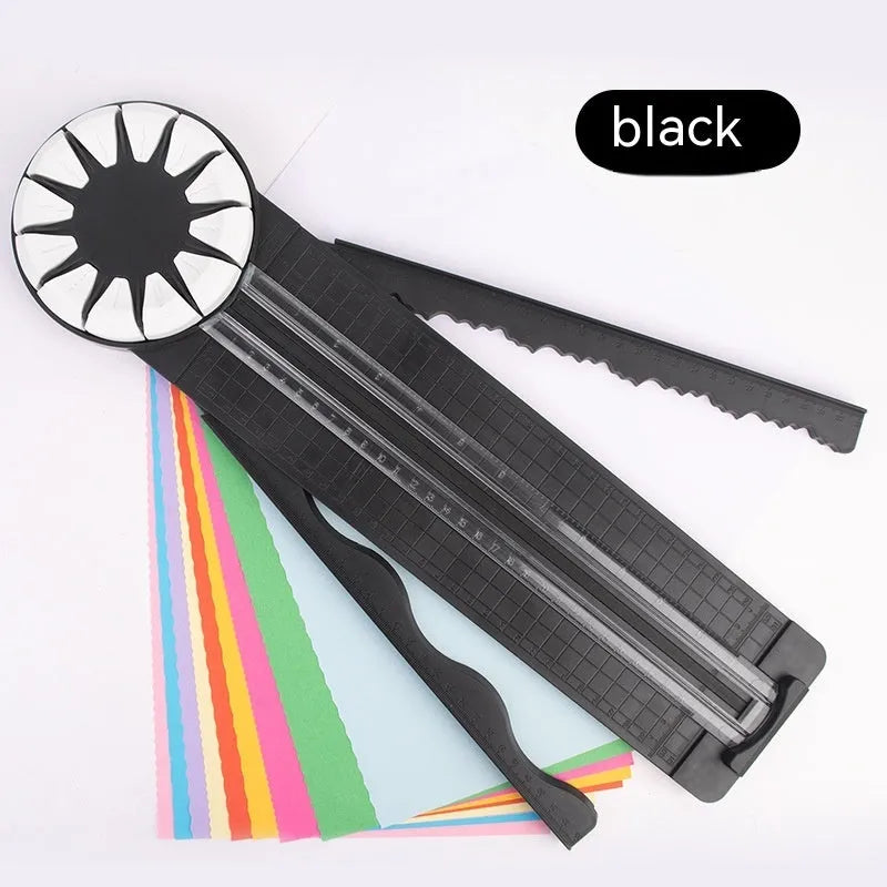 Pink and black 12-in-1 plastic paper cutting machine for craft projects