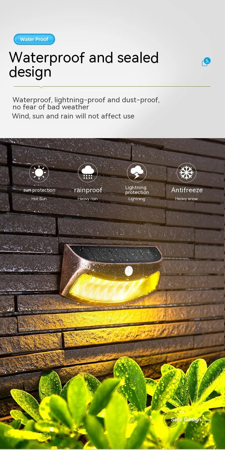 Solar garden wall lamp with retro smiling face design for outdoor decorative lighting