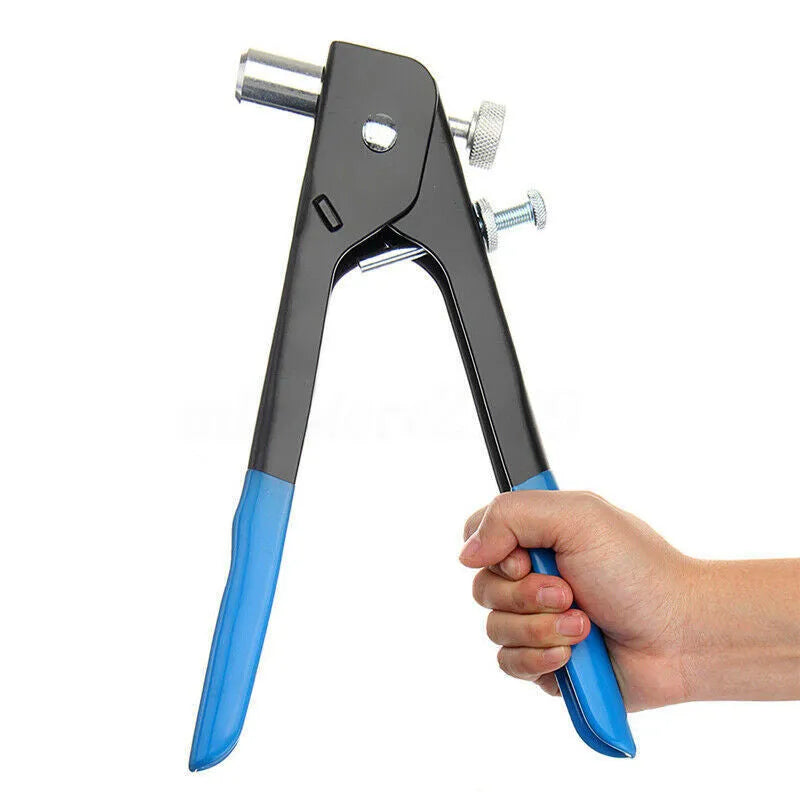 Alloy steel manual riveter nut set with handle, nosepiece, and a case of rivet nuts for the 86PC or 106PC kit.