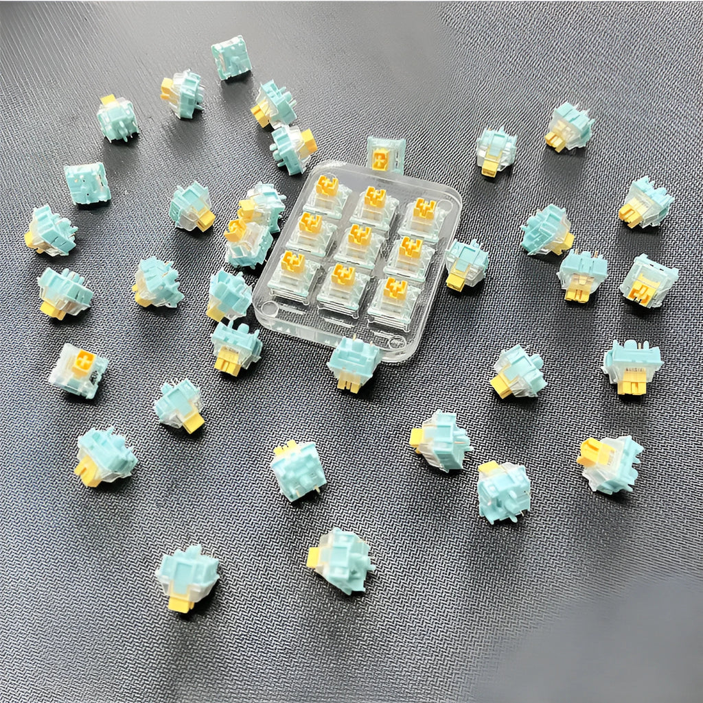 Tiger Mo Sea Salt Lemon PRO Mute mechanical keyboard switches, pack of 36 pieces.