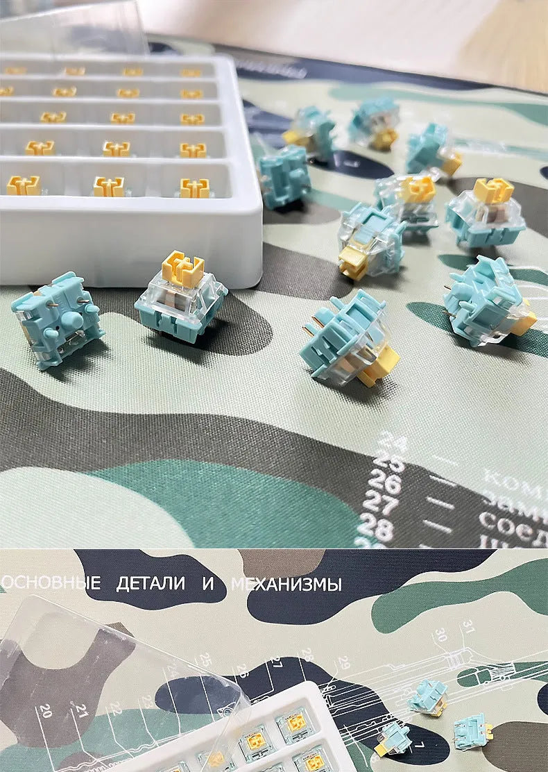 Tiger Mo Sea Salt Lemon PRO Mute mechanical keyboard switches, pack of 36 pieces.