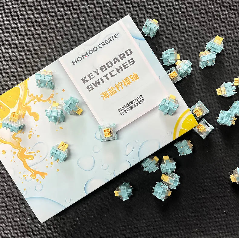 Tiger Mo Sea Salt Lemon PRO Mute mechanical keyboard switches, pack of 36 pieces.