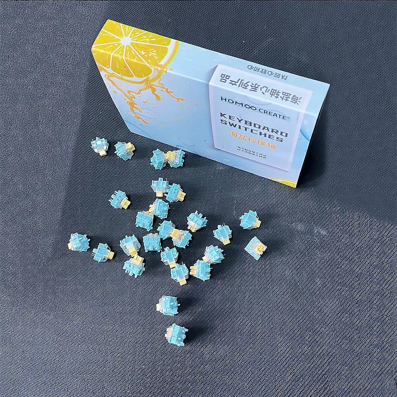 Tiger Mo Sea Salt Lemon PRO Mute mechanical keyboard switches, pack of 36 pieces.