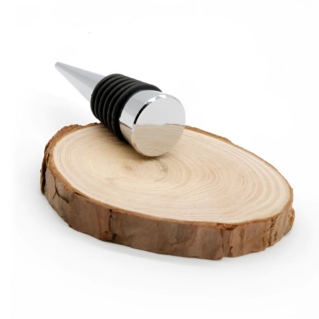 Silver zinc alloy threaded wine stopper with silicone seal for M8/M10 bottle openings