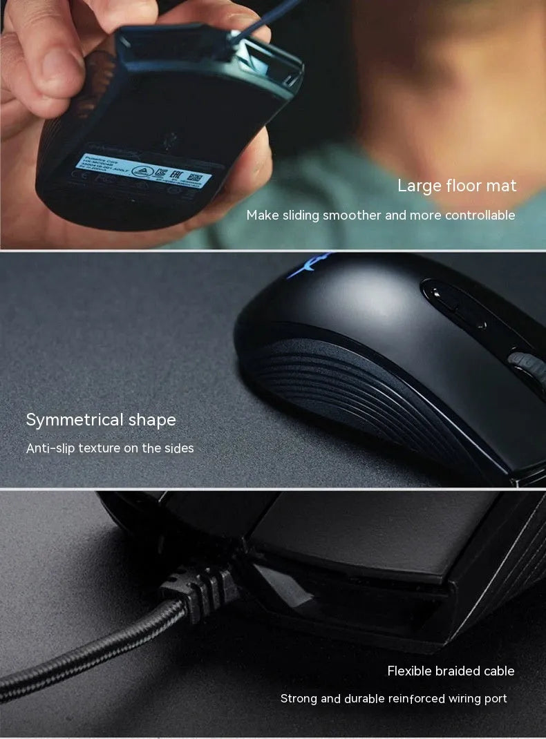 Pulsefire Core RGB wired gaming mouse in black or pink with USB cable