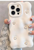 White pearlescent meteorite pattern TPU phone case for iPhone on solid background