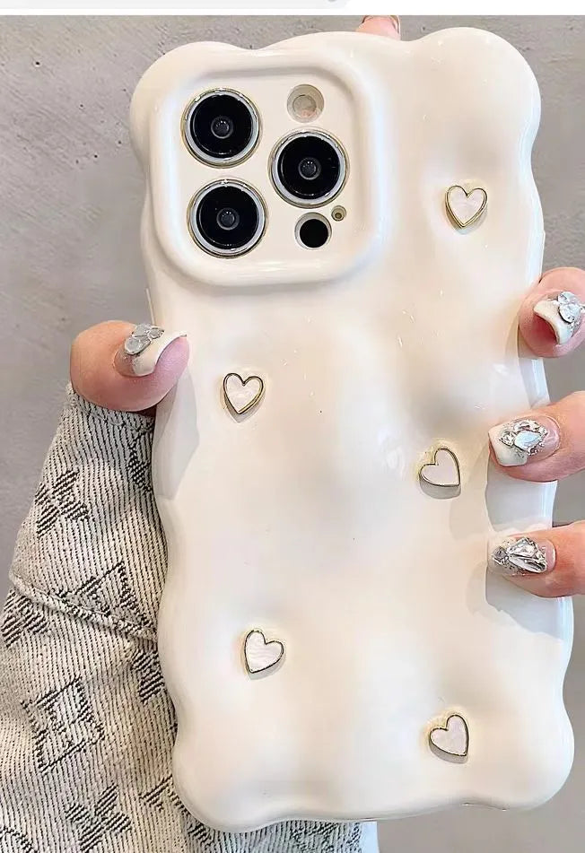 White pearlescent meteorite pattern TPU phone case for iPhone on solid background