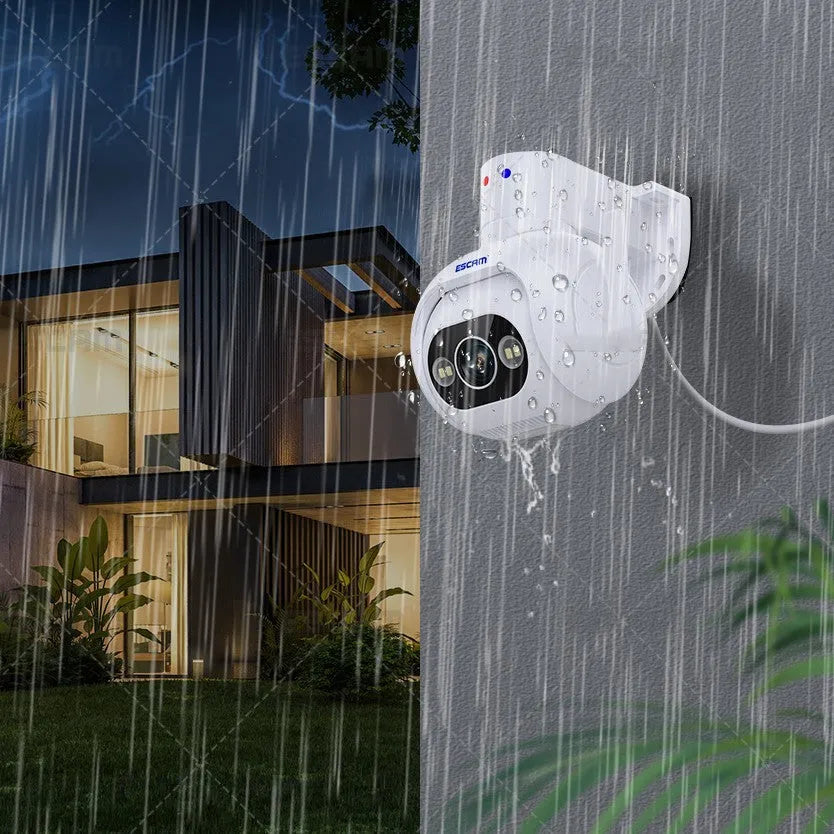 Outdoor 4MP IP66 security camera with wall mount bracket and colour night vision capability