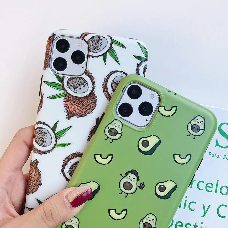 Green avocado cartoon TPU phone case for Apple iPhone back cover