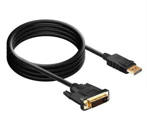 Black DP to DVI adapter cable 1.8 metres long for computer monitor and TV connection