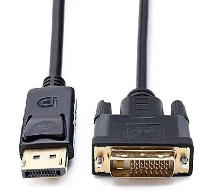 Black DP to DVI adapter cable 1.8 metres long for computer monitor and TV connection